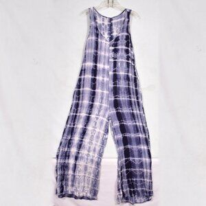 Blumin Apparel Women's BoHo Navy White Tie Dye Jumpsuit Size Medium